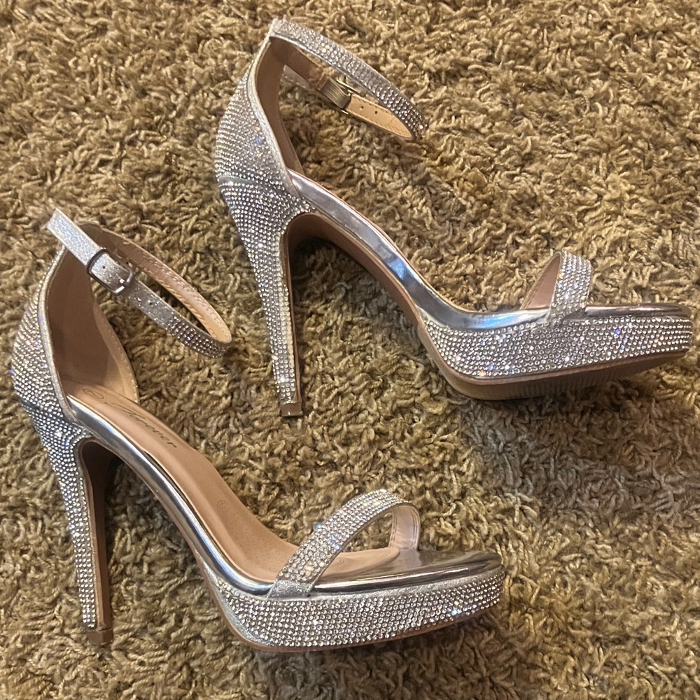 Elegant Silver High Heel Sandals